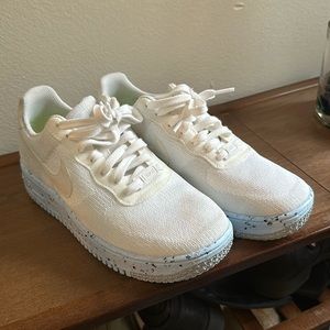 Nike Air Force 1 Low Crater Flyknit, White Ice Blue, Women's 8